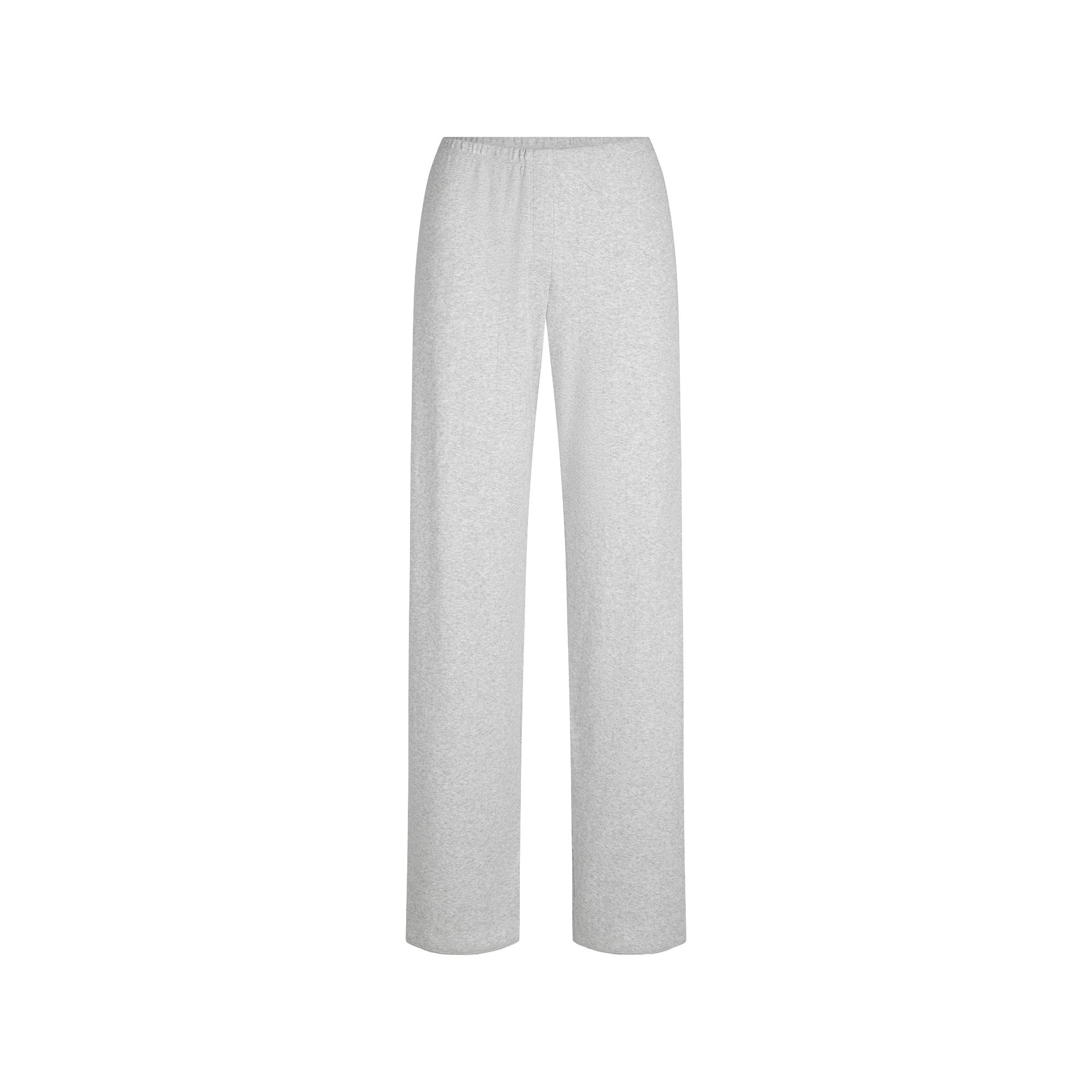 Skims Heavy Pointelle Straight Leg Pant Light Heather Grey