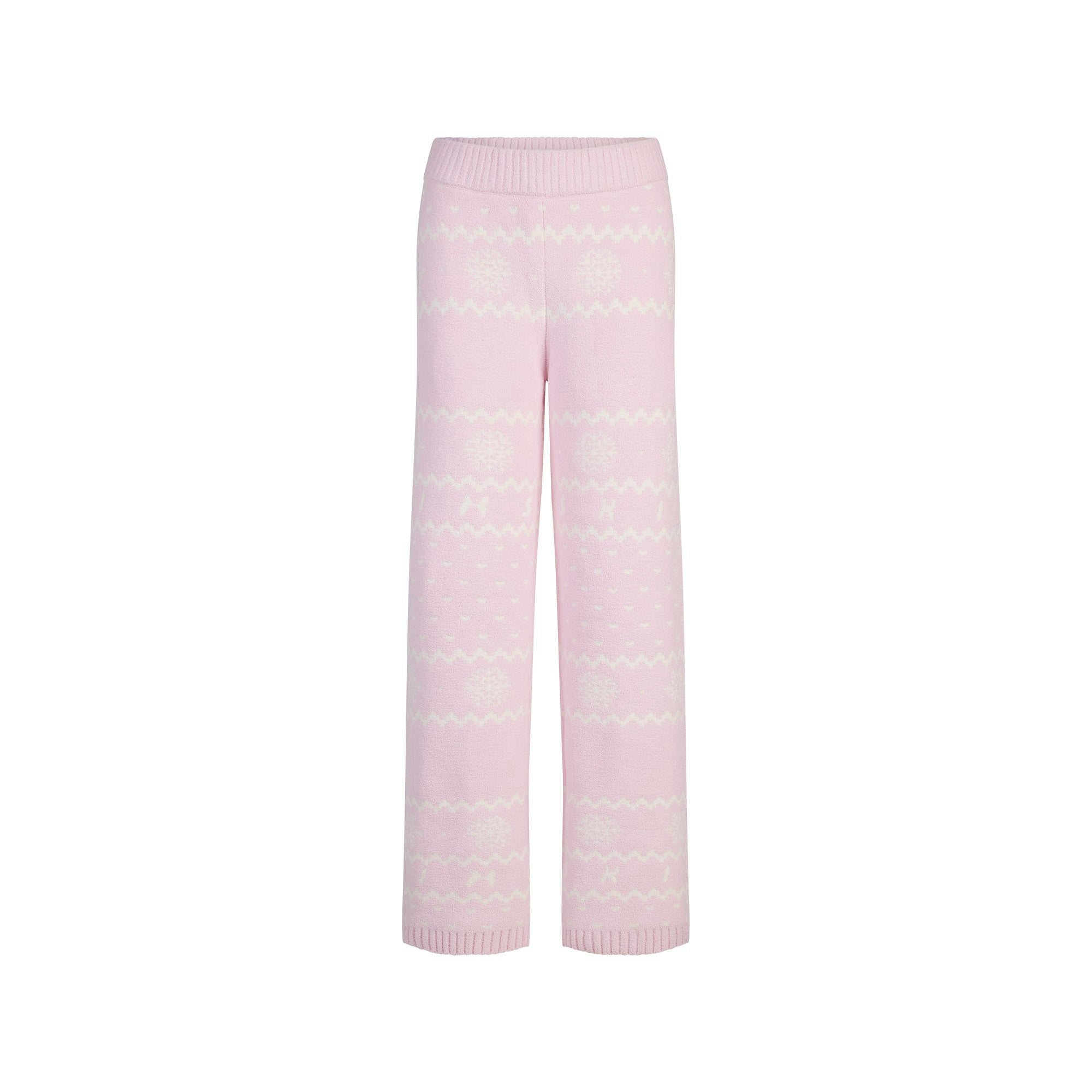 Skims Cozy Light Pant Baby Pink Heart Fair Isle