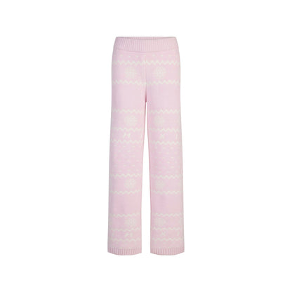 Skims Cozy Light Pant Baby Pink Heart Fair Isle