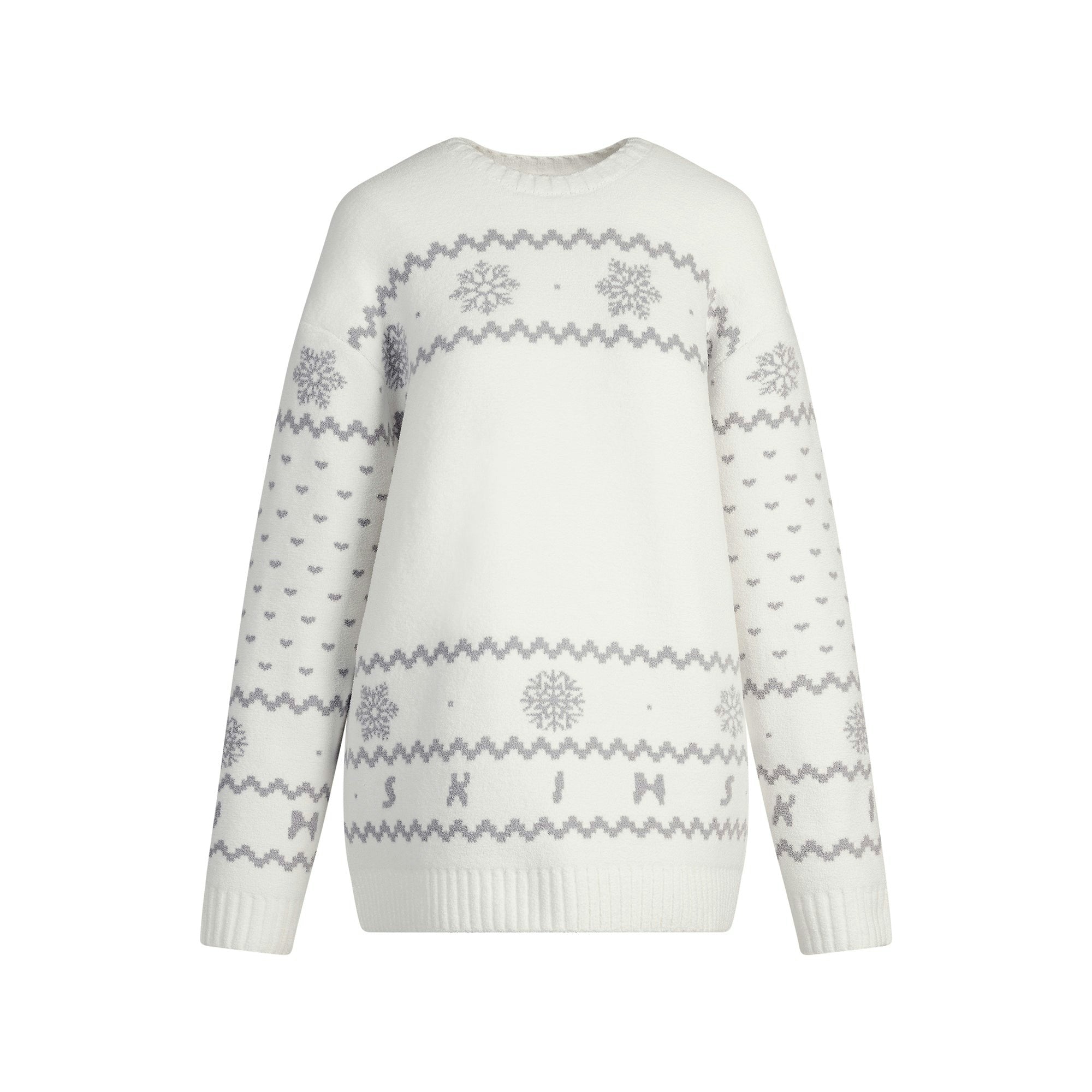 Skims Cozy Light Crewneck Pullover Marble Heart Fair Isle