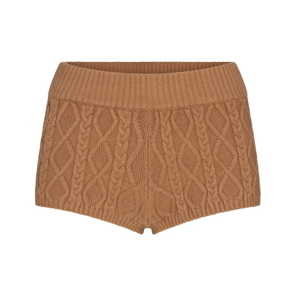 Skims Sweater Knits Cable Knit Short Dark Honey