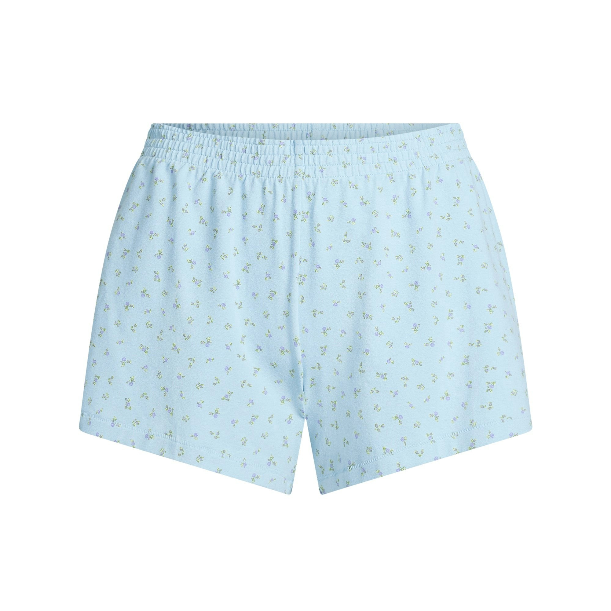 Skims Cotton Jersey Loose Short Powder Blue Micro Floral
