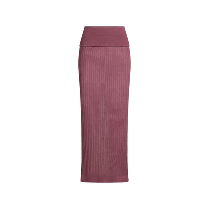 Skims Sheer Knit Foldover Long Skirt Beet