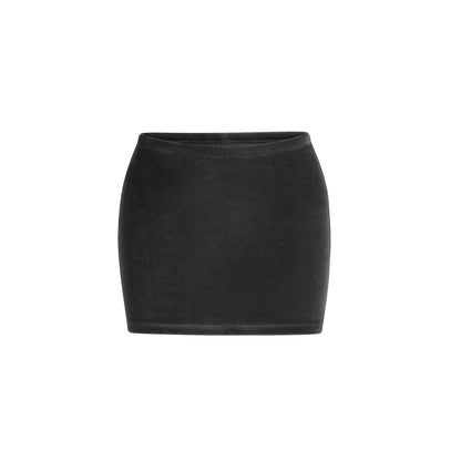 Skims Velour Mini Skirt Onyx