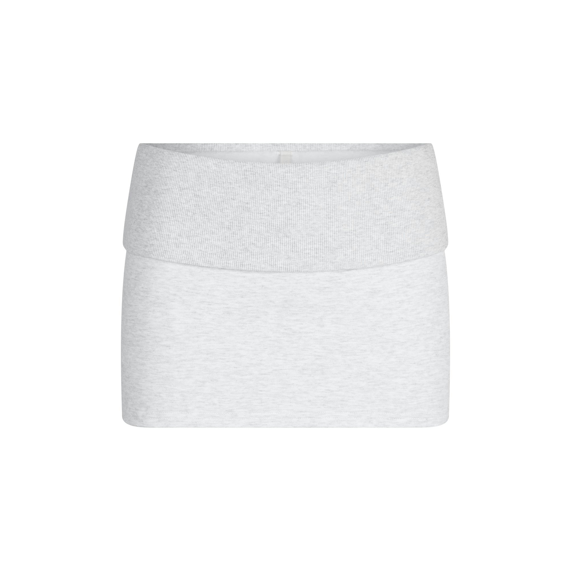 Skims Cotton Fleece Foldover Mini Skirt Light Heather Grey