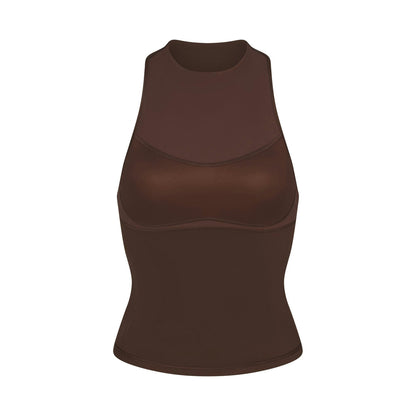 Skims Nikeskims Matte Mock Neck Racer Tank Dark Sepia