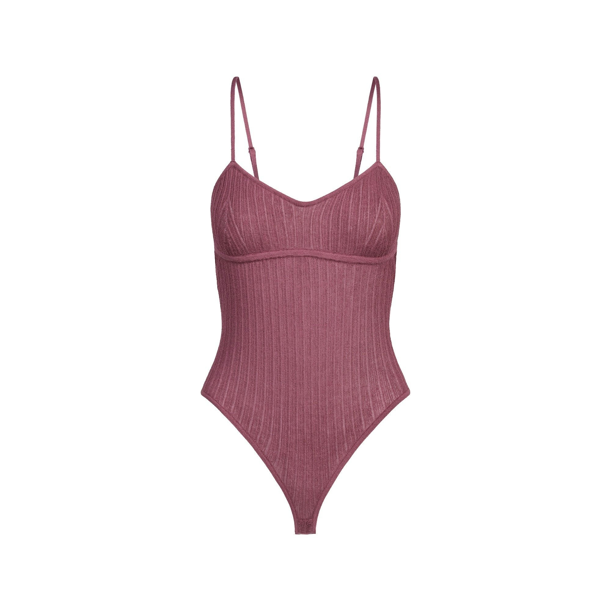 Skims Sheer Knit Cami Bodysuit Beet