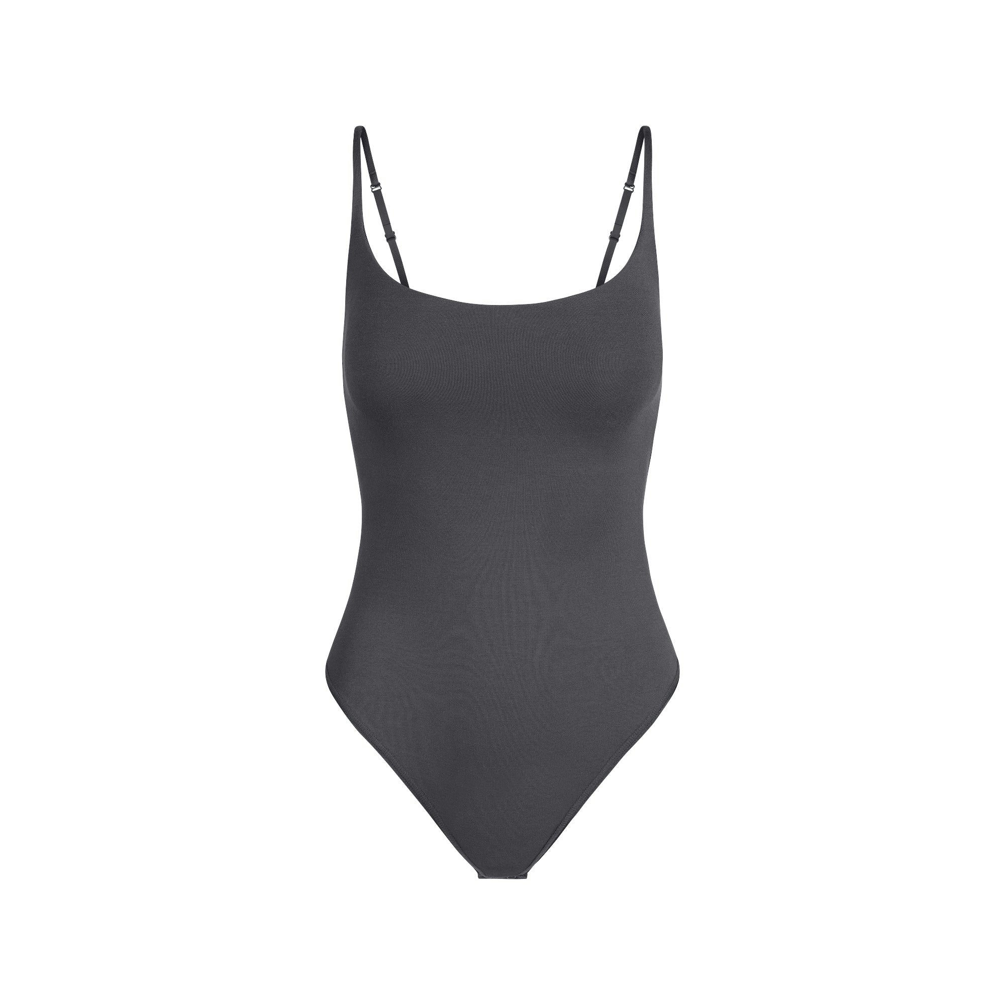 Skims Smooth Layers Scoop Neck Bodysuit Graphite