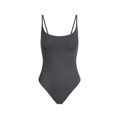 Skims Smooth Layers Scoop Neck Bodysuit Graphite