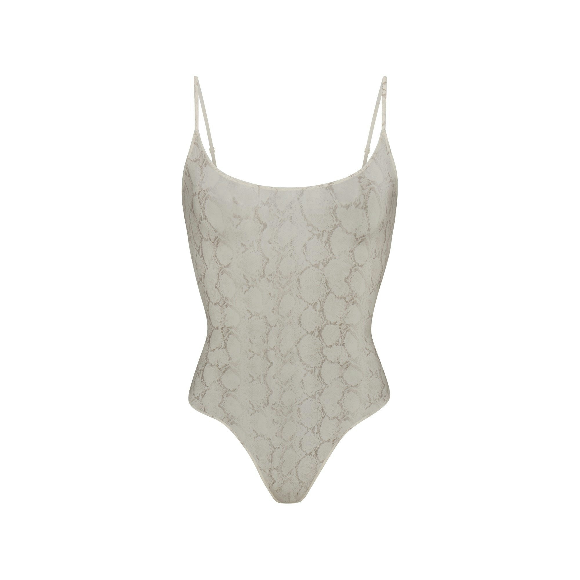 Skims Milky Sheer Cami Bodysuit Stone Pastel Snake Print