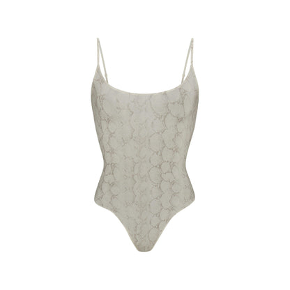 Skims Milky Sheer Cami Bodysuit Stone Pastel Snake Print