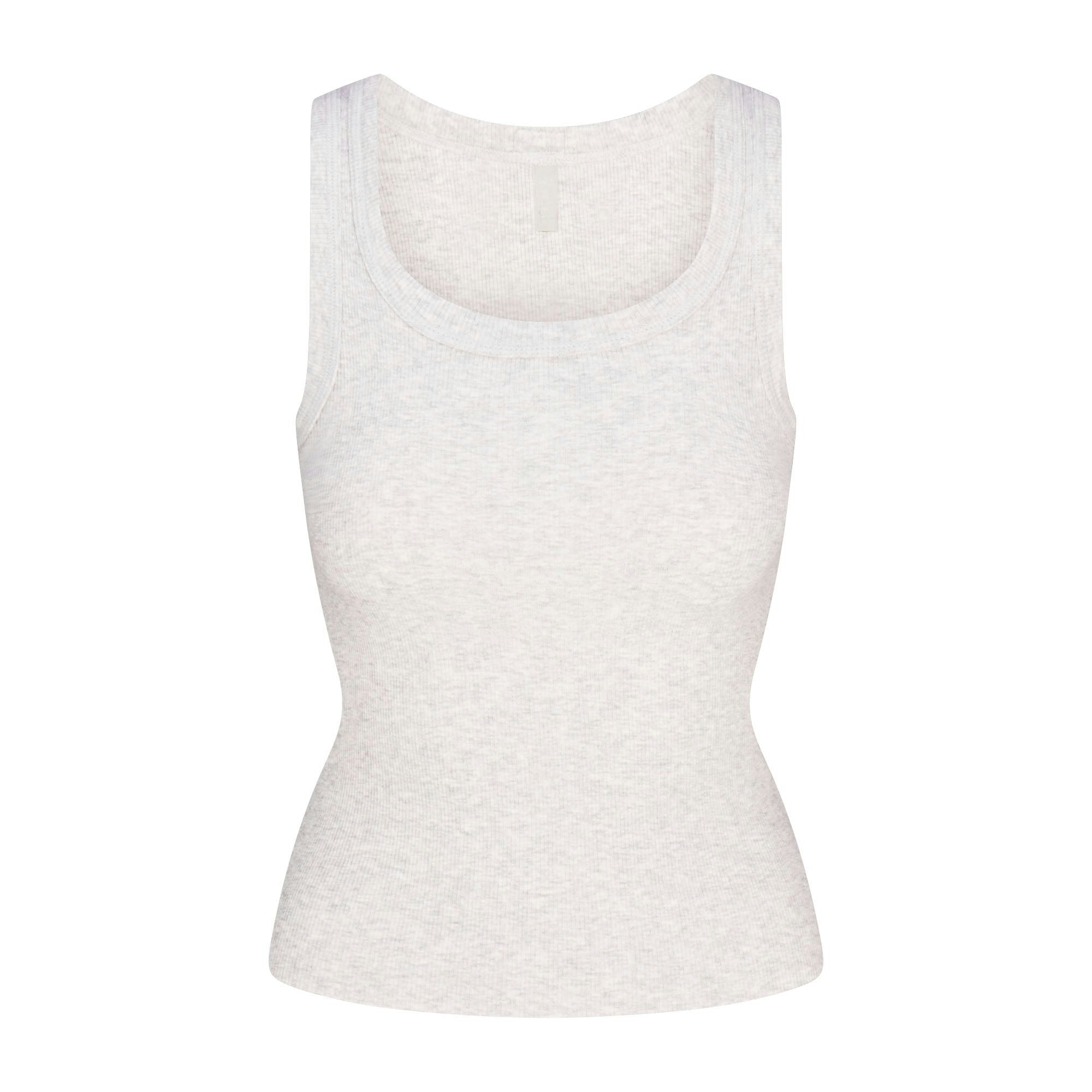 Skims Cotton Rib Scoop Neck Tank Light Heather Grey
