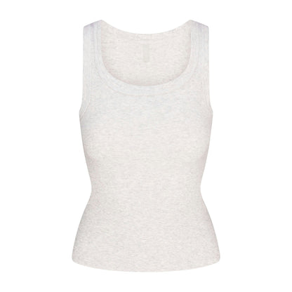 Skims Cotton Rib Scoop Neck Tank Light Heather Grey