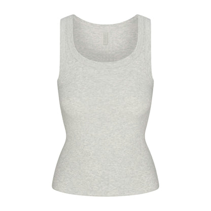 Skims Cotton Rib Scoop Neck Tank Light Heather Grey