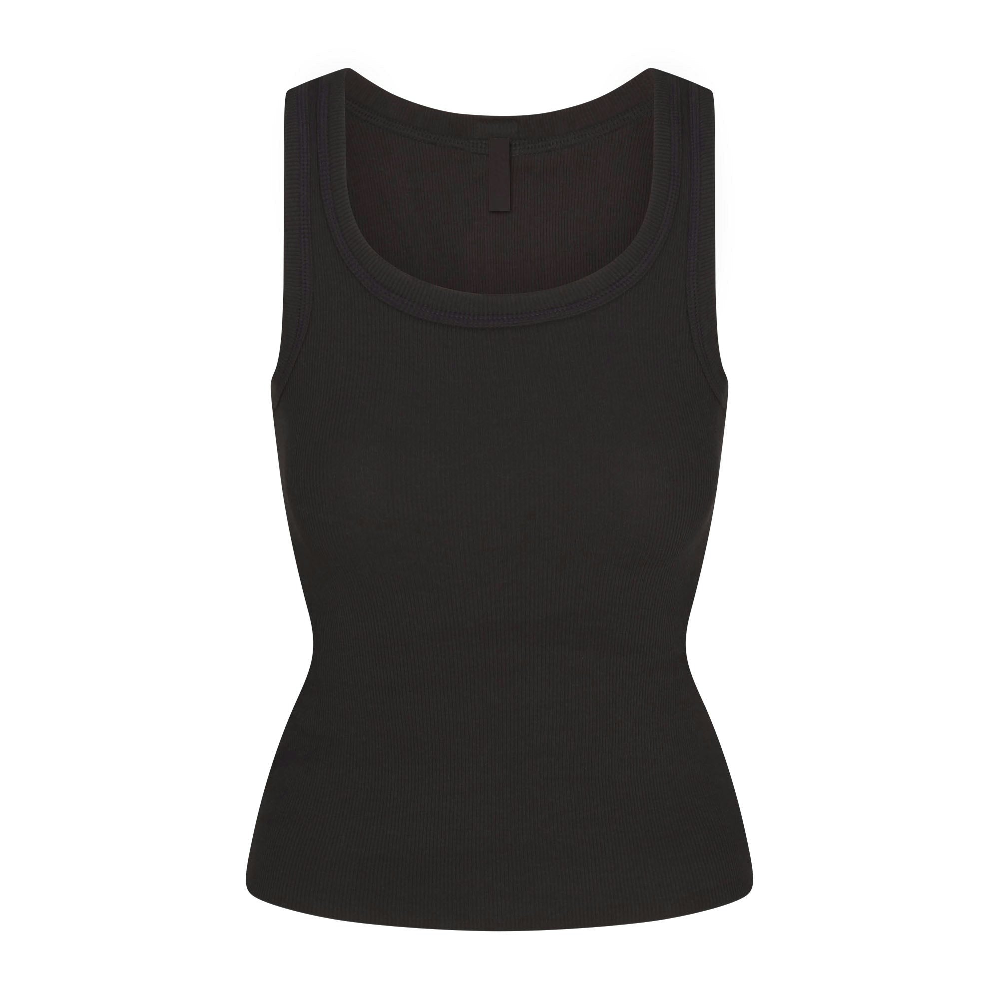 Skims Cotton Rib Scoop Neck Tank Soot