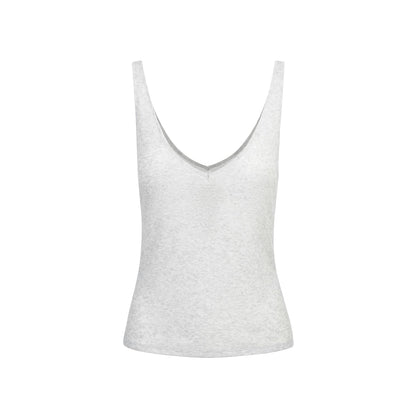 Skims Sheer Rib V Neck Tank Light Heather Grey