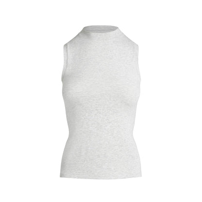 Skims Cotton Jersey Mock Neck Tank Light Heather Grey