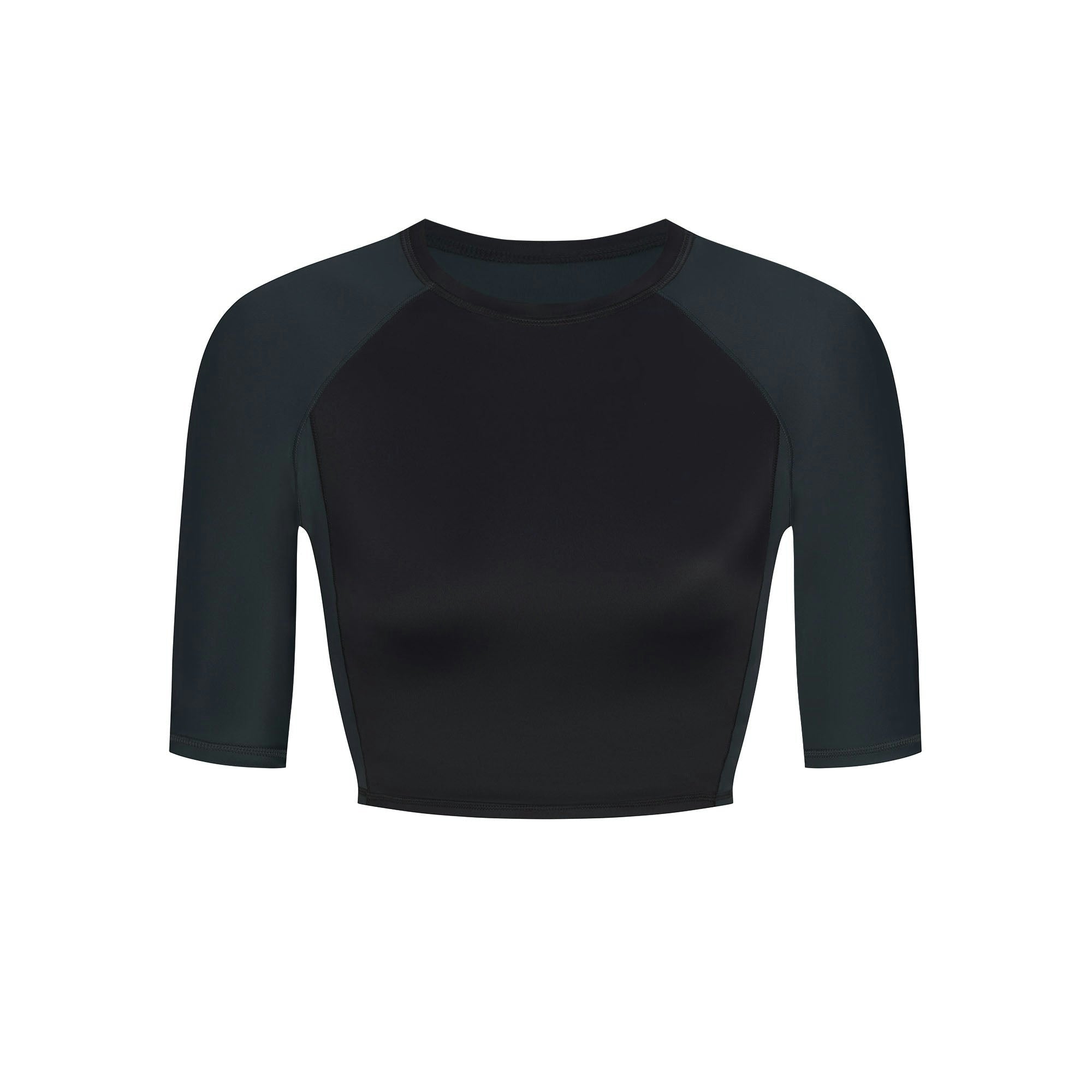 Skims Nikeskims Shine Padded Half Sleeve Crop Top Obsidian And Dark Teal