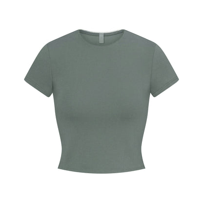 Skims Drop Needle Pointelle Baby Tee Magnet