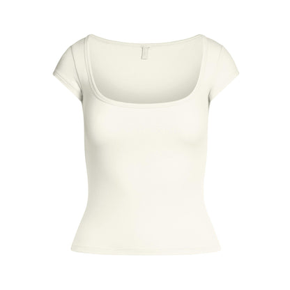 Skims Cotton Jersey Scoop Neck T-Shirt Marble