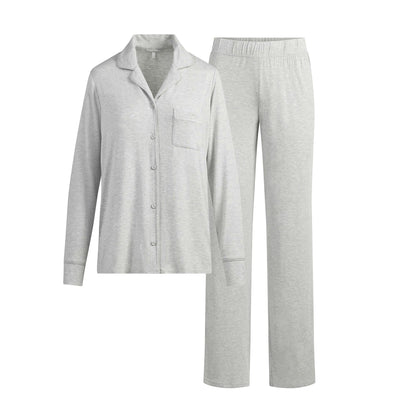 Skims Skims Sleep Long Sleeve Button Up Set Light Heather Grey