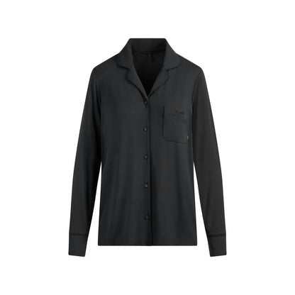 Skims Skims Sleep Long Sleeve Button Up Set Onyx