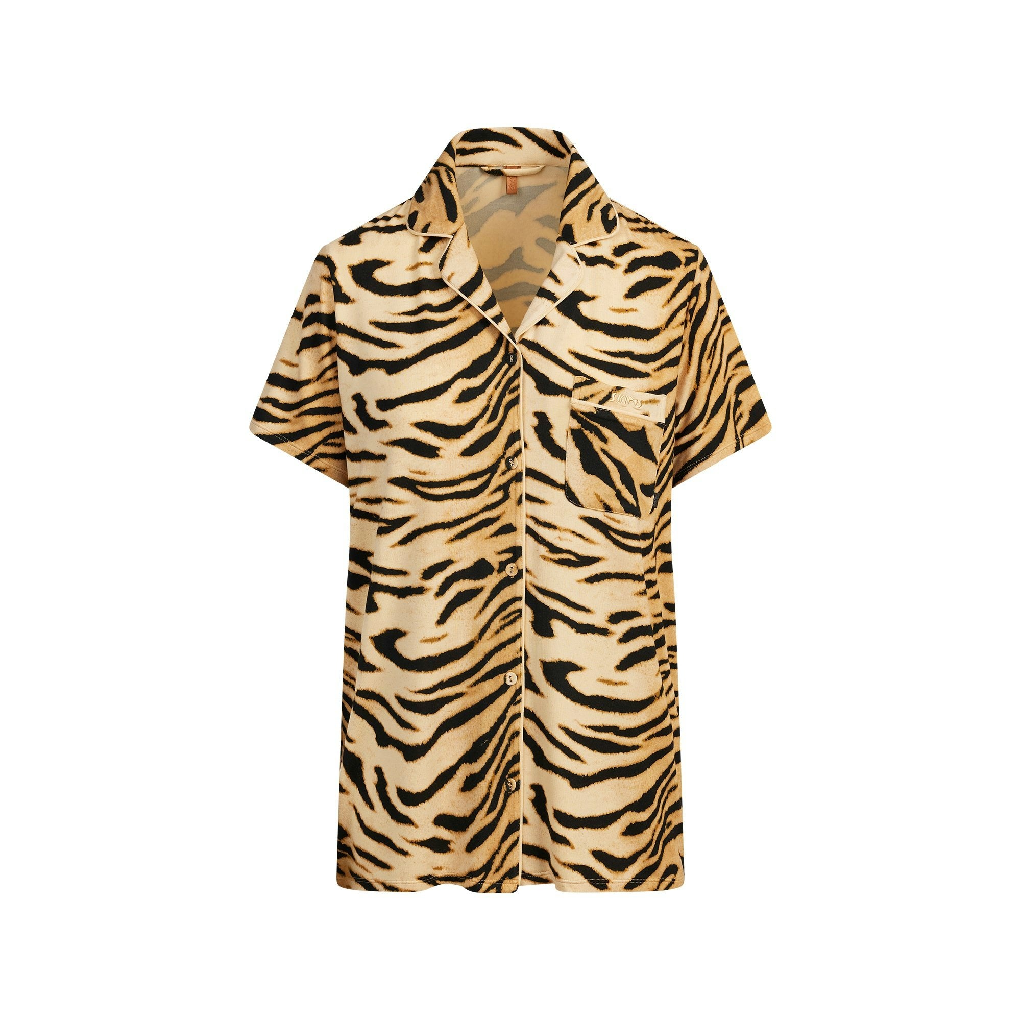 Skims Skims Sleep Short Sleeve Button Up Set Bronze Tiger Print