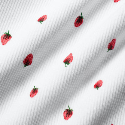 Skims Cotton Rib Boxer Snow Strawberry Print