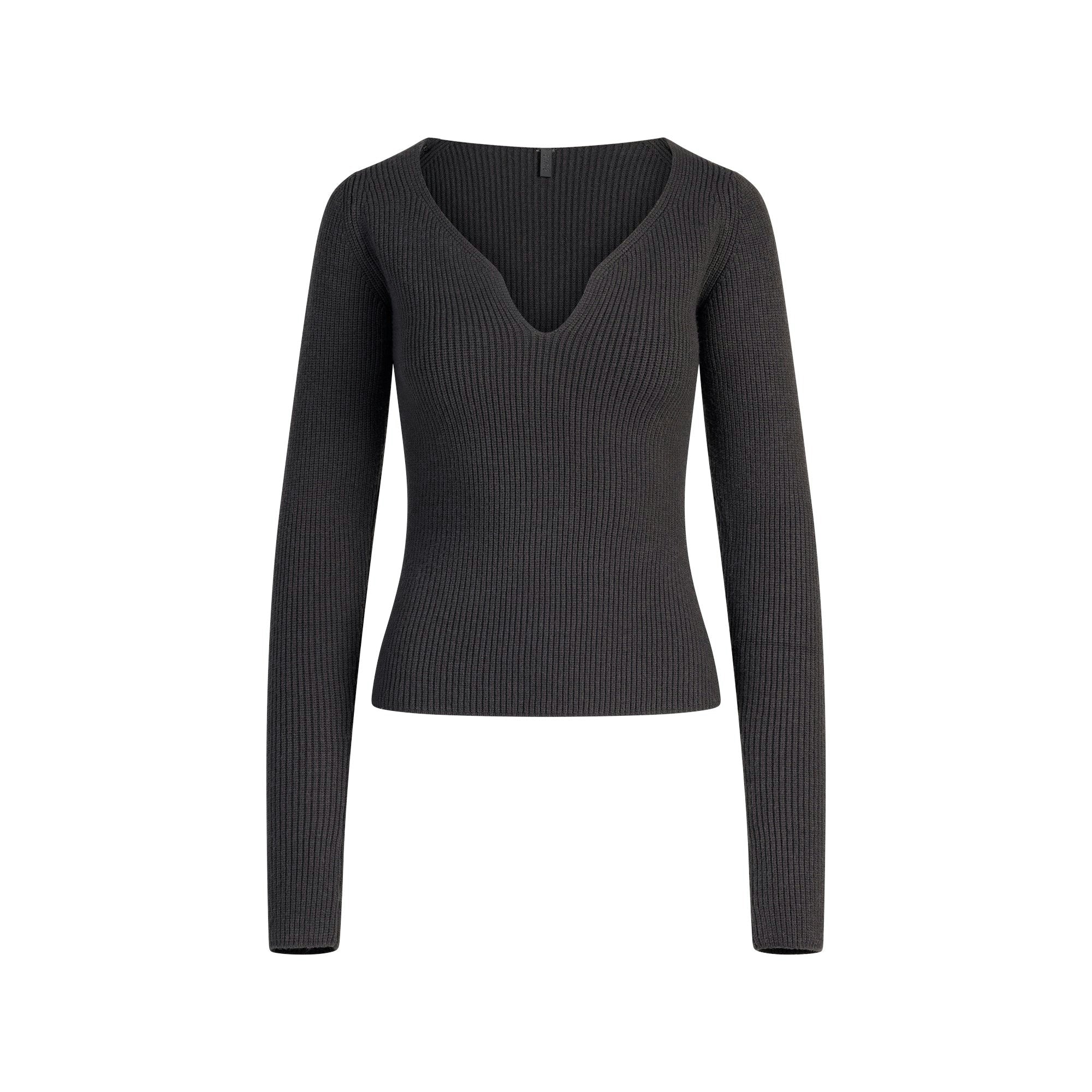 Skims Sweater Knits Ribbed Long Sleeve Top Ash