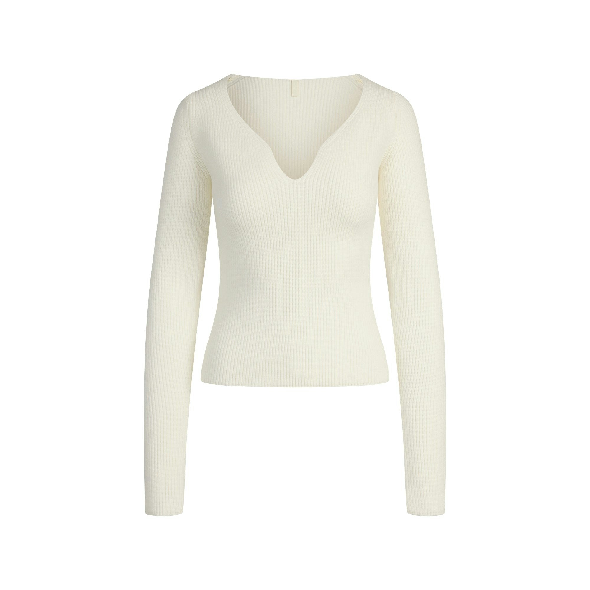 Skims Sweater Knits Ribbed Long Sleeve Top Ivory