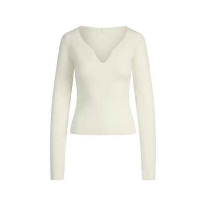 Skims Sweater Knits Ribbed Long Sleeve Top Ivory