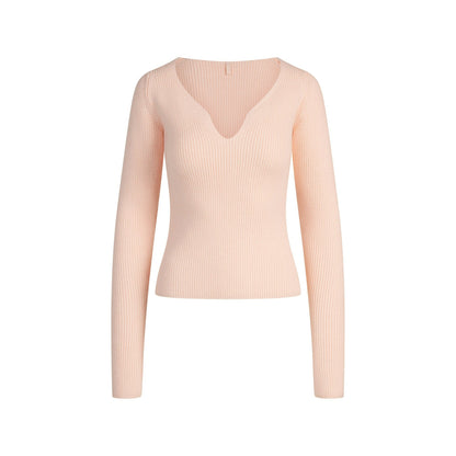 Skims Sweater Knits Ribbed Long Sleeve Top Primrose