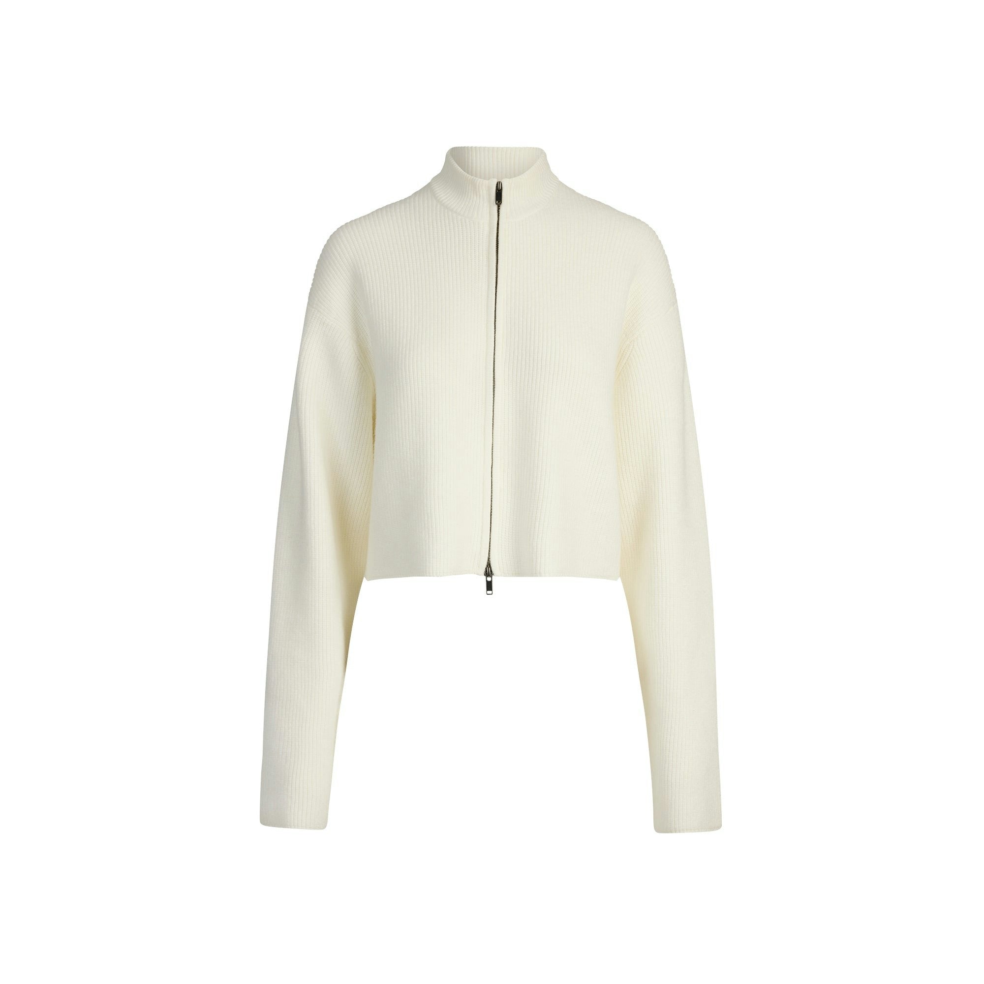 Skims Sweater Knits Ribbed Mock Neck Zip Up Ivory