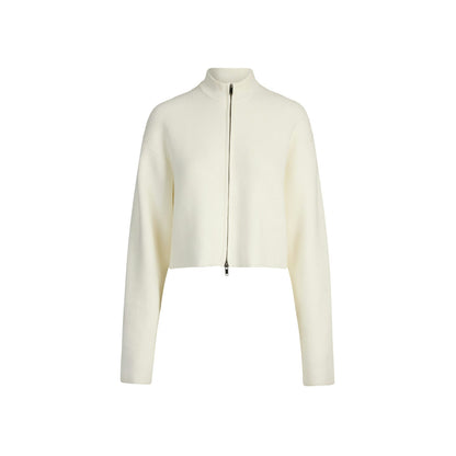 Skims Sweater Knits Ribbed Mock Neck Zip Up Ivory