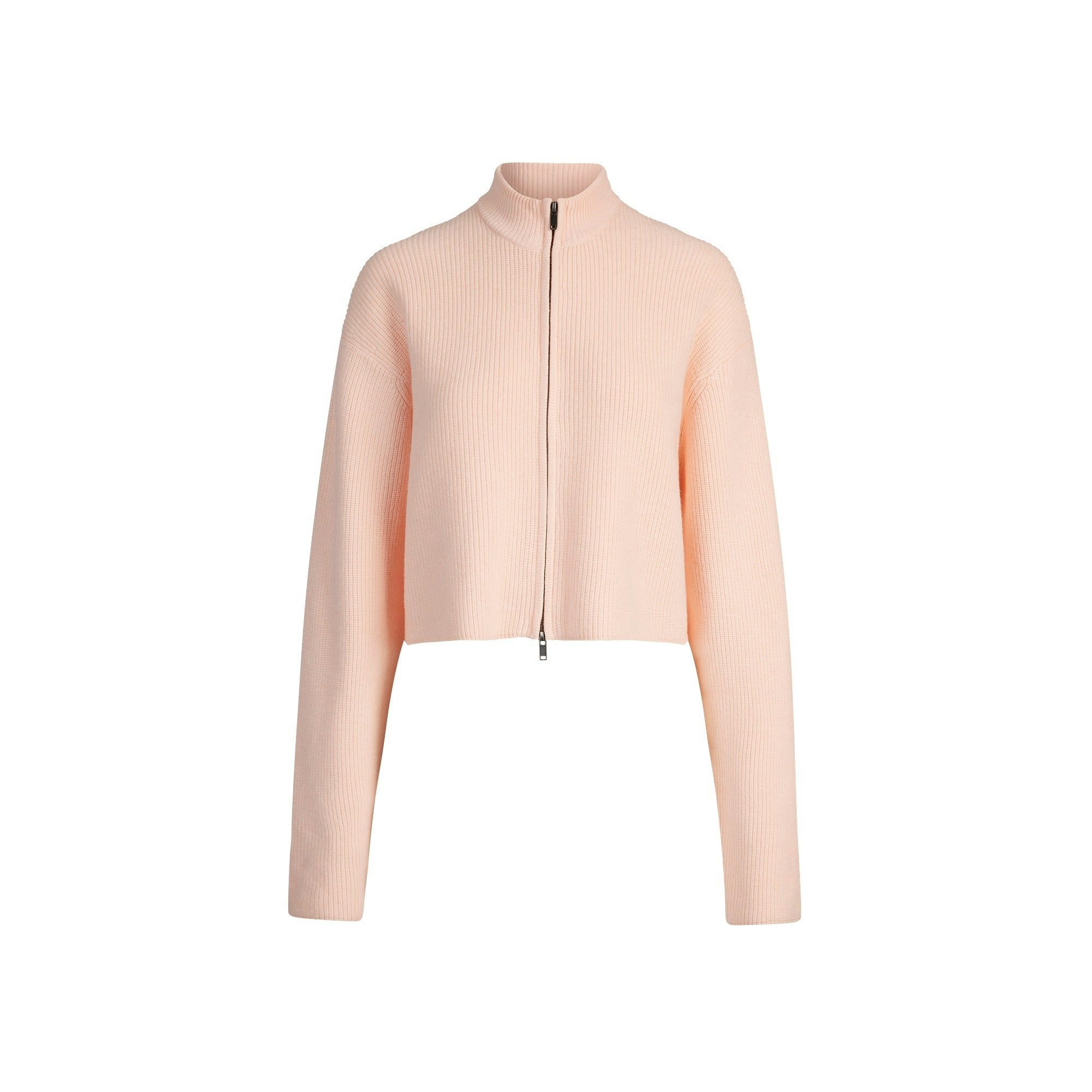 Skims Sweater Knits Ribbed Mock Neck Zip Up Primrose
