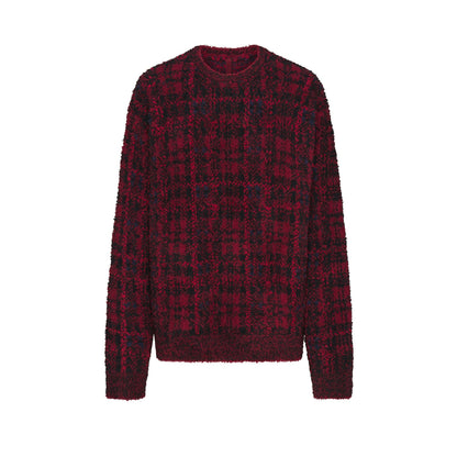 Skims Cozy Oversized Crewneck Pullover Merlot Navy Plaid