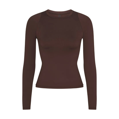 Skims Nikeskims Airy Long Sleeve Crew Neck Top Dark Sepia