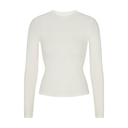 Skims Cotton Rib Long Sleeve T-Shirt Marble