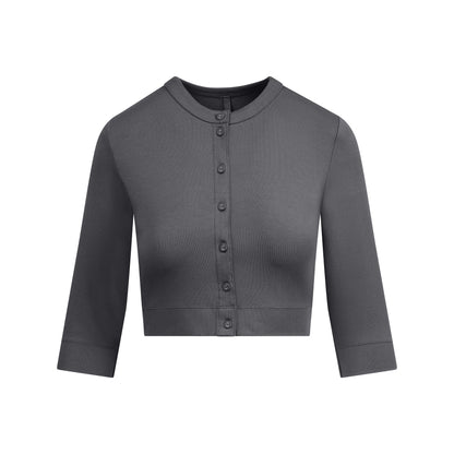 Skims Smooth Layers Cropped Cardigan Graphite