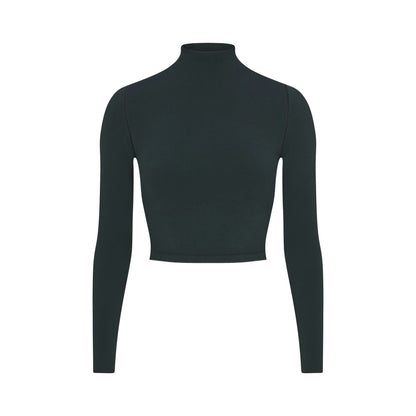 Skims Nikeskims Vintage Seamless Mock Neck Crop Top Dark Teal