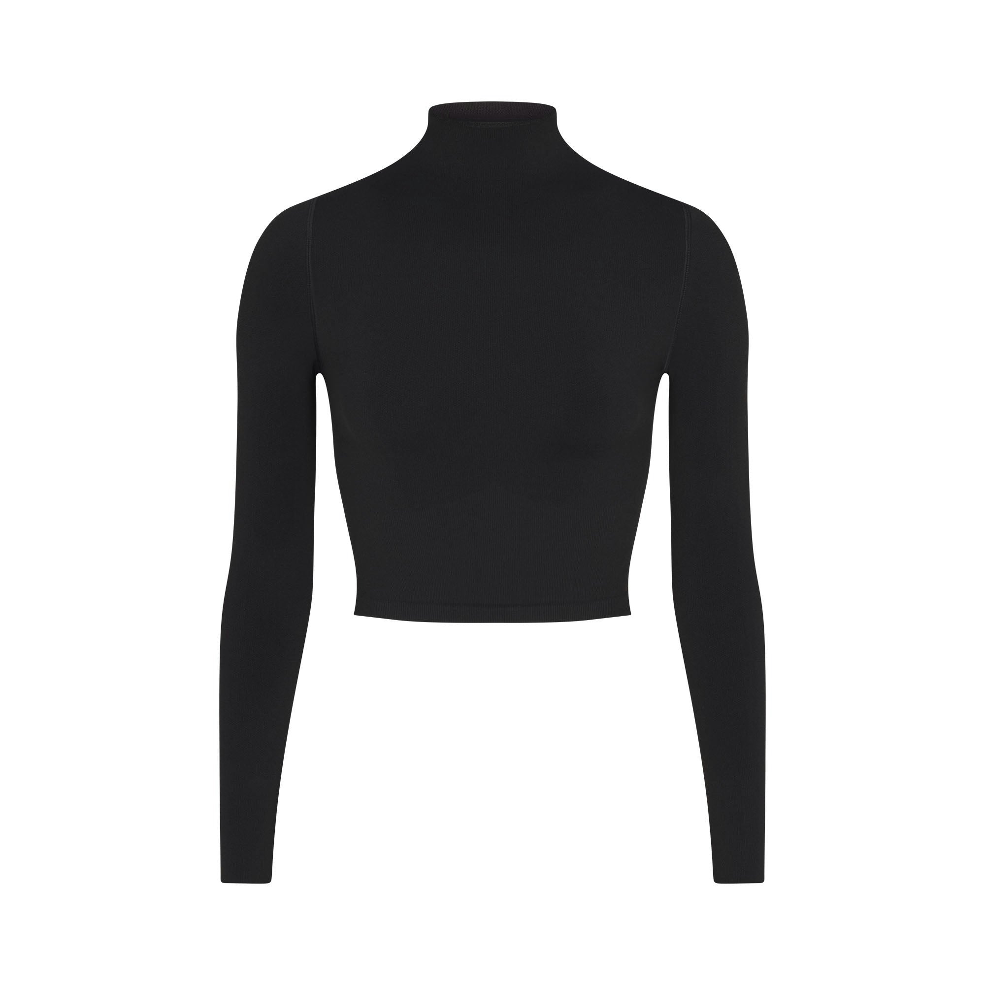 Skims Nikeskims Vintage Seamless Mock Neck Crop Top Obsidian