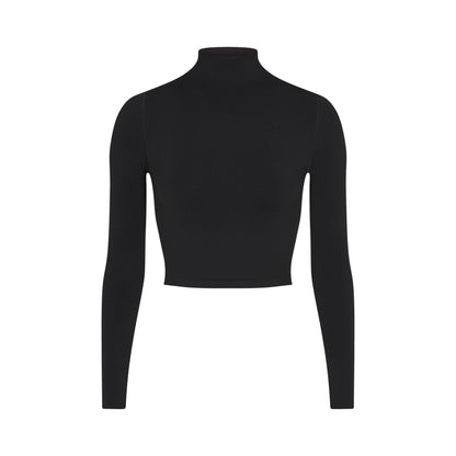 Skims Nikeskims Vintage Seamless Mock Neck Crop Top Obsidian