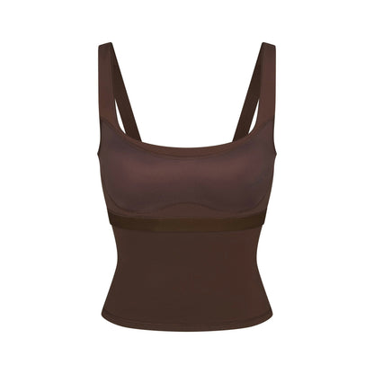 Skims Nikeskims Matte Square Neck Tank Dark Sepia