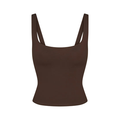 Skims Nikeskims Matte Square Neck Tank Dark Sepia