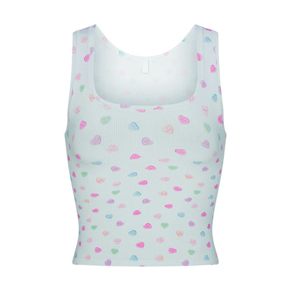 Skims Soft Lounge Tank Cloud Candy Heart Print