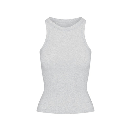 Skims Cotton Jersey Crew Neck Tank Light Heather Grey