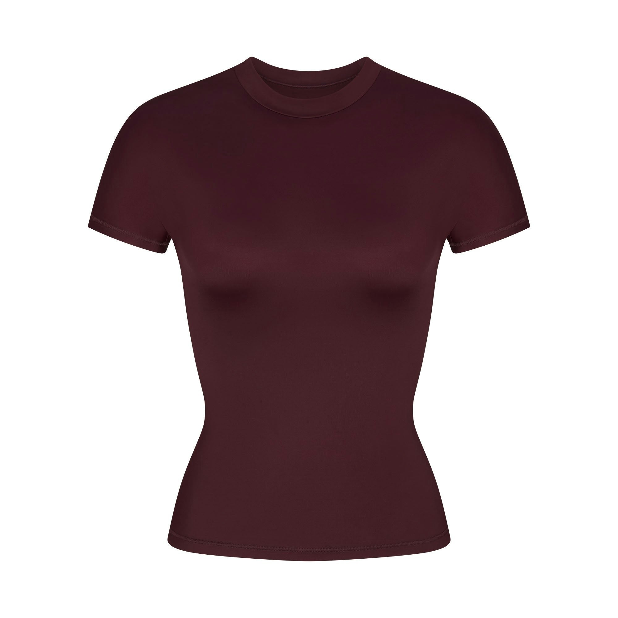 Skims Nikeskims Shine Short Sleeve Mock Neck Top Currant