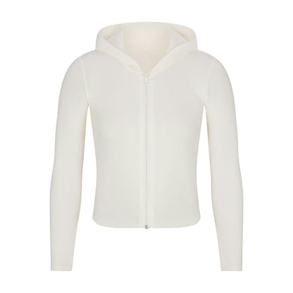 COTTON RIB ZIP UP HOODIE
