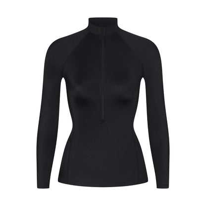 Skims Nikeskims Shine Long Sleeve Half Zip Obsidian