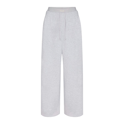 Skims Cotton Fleece Oversized Double Waistband Pant Light Heather Grey